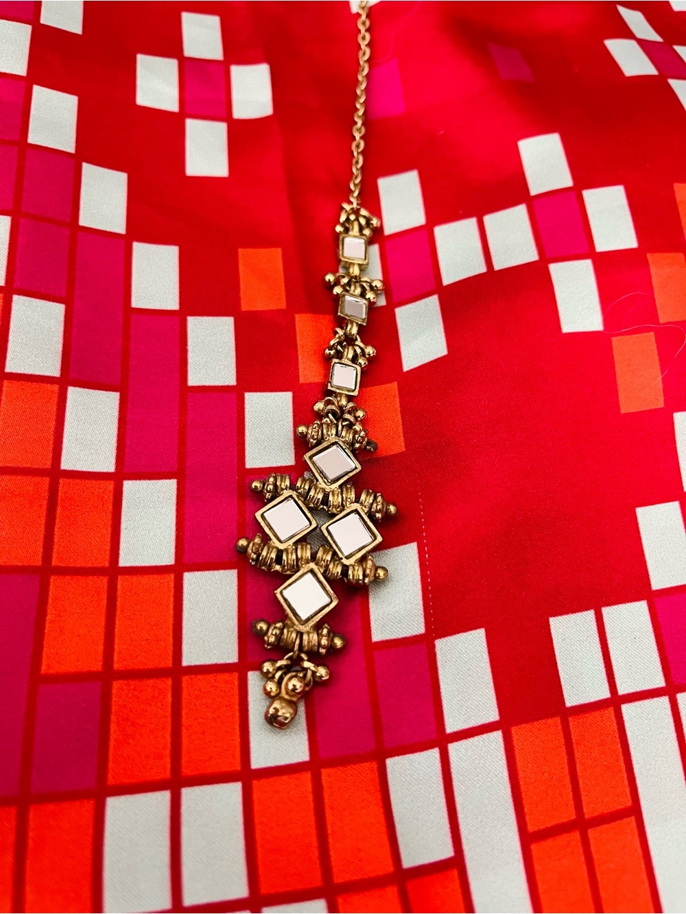 Gold-Tone mirror Indian Maangtika